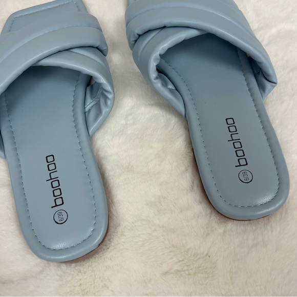 NWT BOOHOO WIDE WIDTH PADDED CRISS STRAP SLIDE SANDALS IN PASTEL BLUE SIZE 6 - Picture 11 of 14